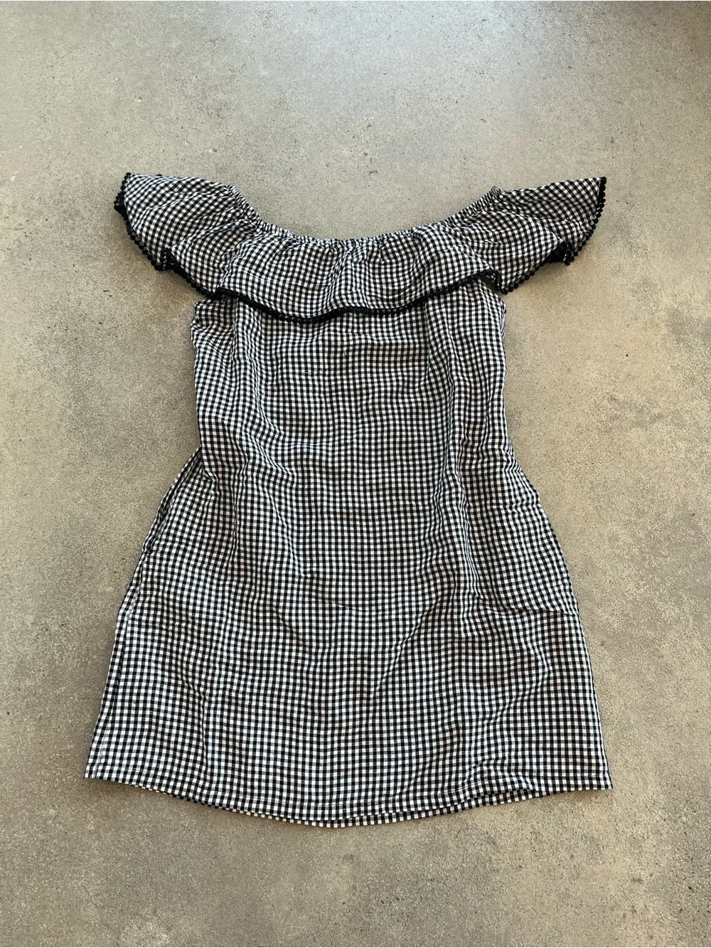 Tommy Bahama Gingham OTS Dress Black White Linen Blend NWT Size L — Minor Flaw - Picture 2 of 6